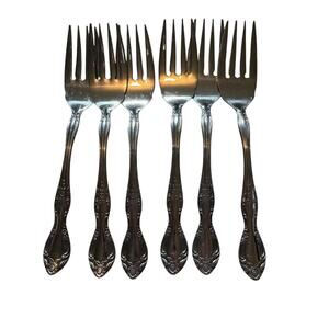 Lot of 6 Reed & Barton Rebacraft CANDACE-ANDREA Stainless Salad Forks‎ Vintage